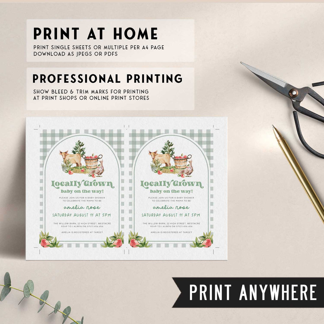 Locally Grown Retro Baby Shower Invitation