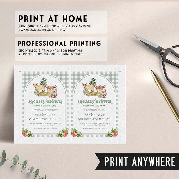 Locally Grown Retro Baby Shower Invitation