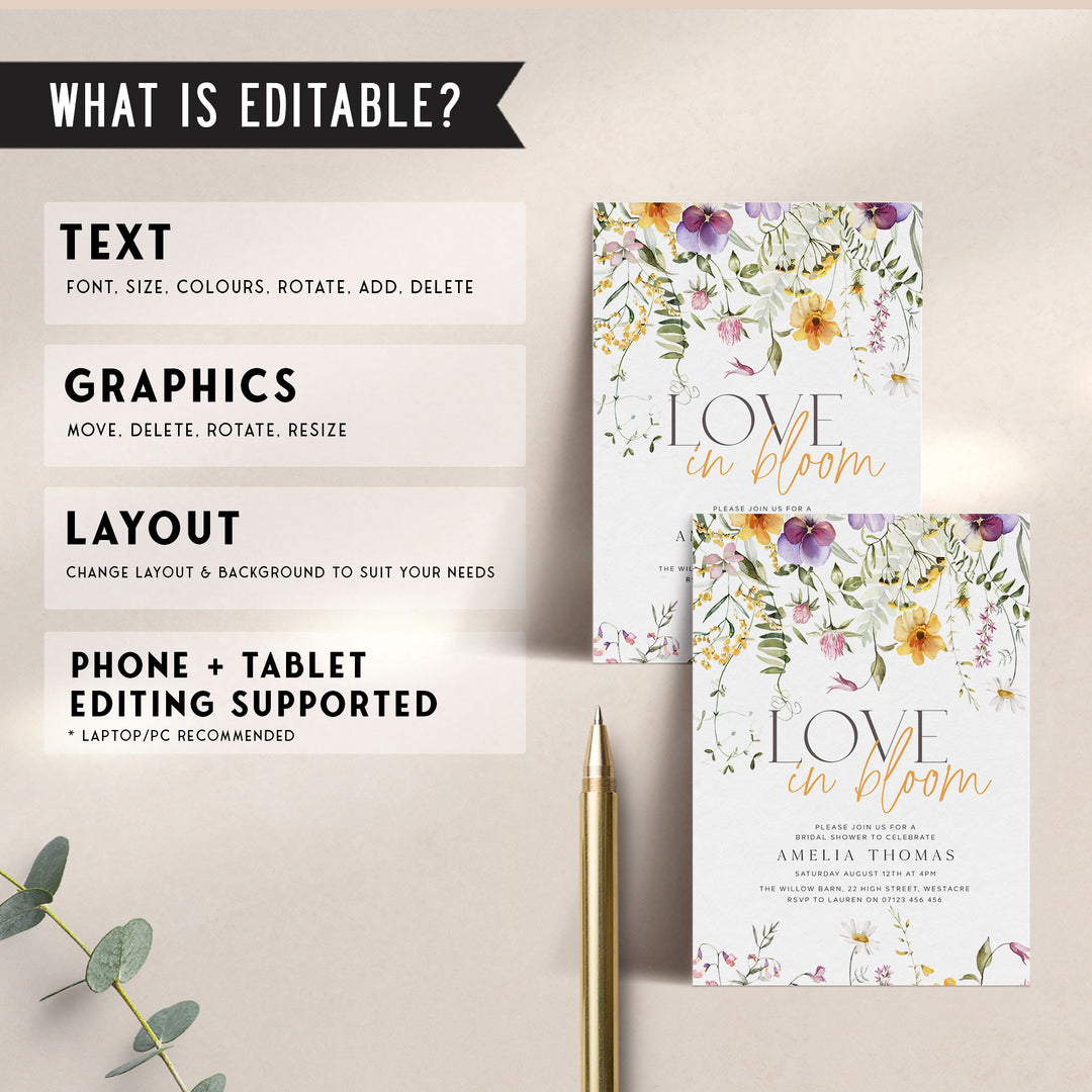 Love In Bloom Shower Yellow Invitation