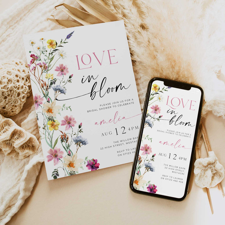 Love In Bloom Floral Border Invitation