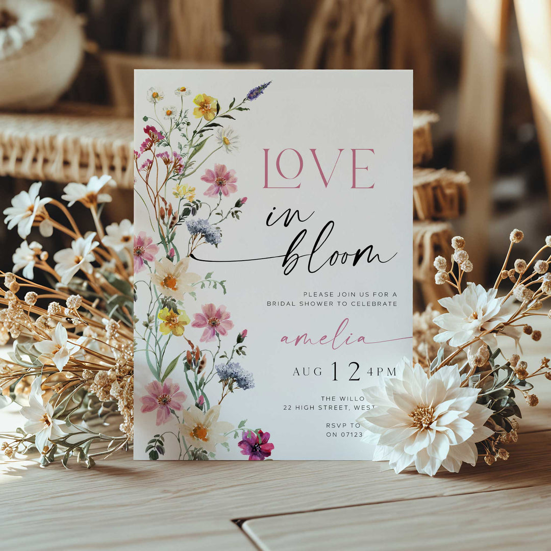 Love In Bloom Floral Border Invitation