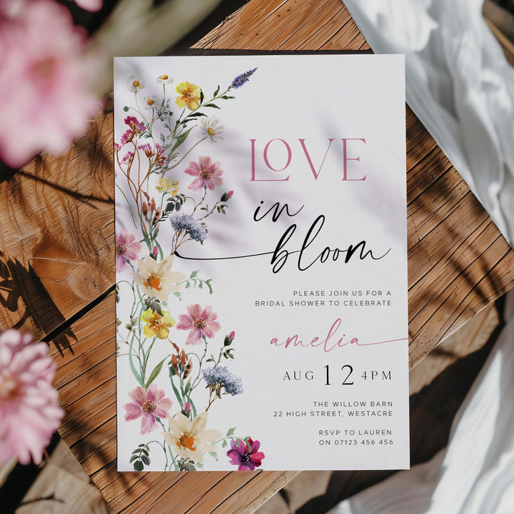 Love In Bloom Floral Border Invitation