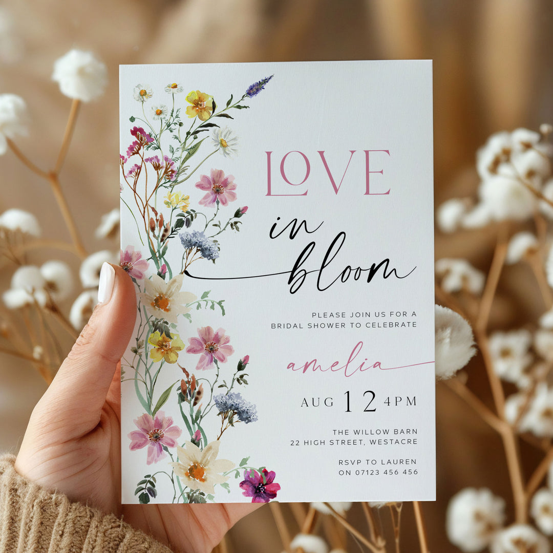 Love In Bloom Floral Border Invitation