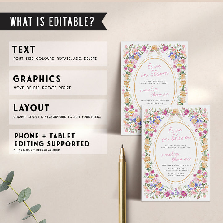 Love In Bloom Bridal Shower Invitation
