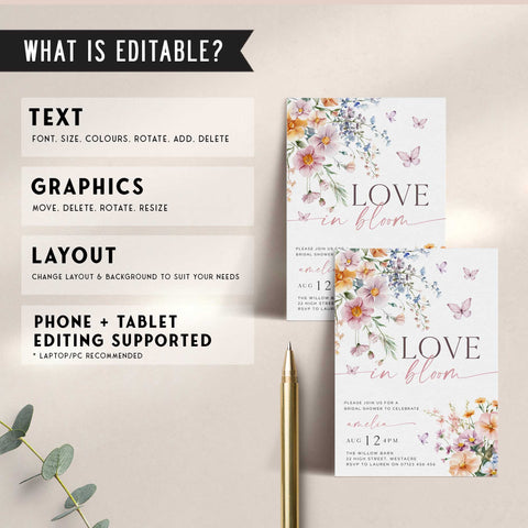 Love In Bloom bridal shower invitation