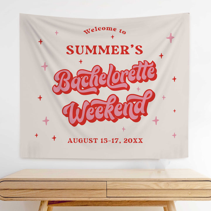 Retro Bachelorette Party Welcome Backdrop