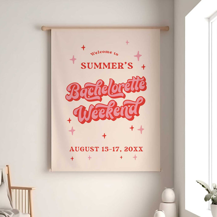Retro Bachelorette Party Welcome Backdrop