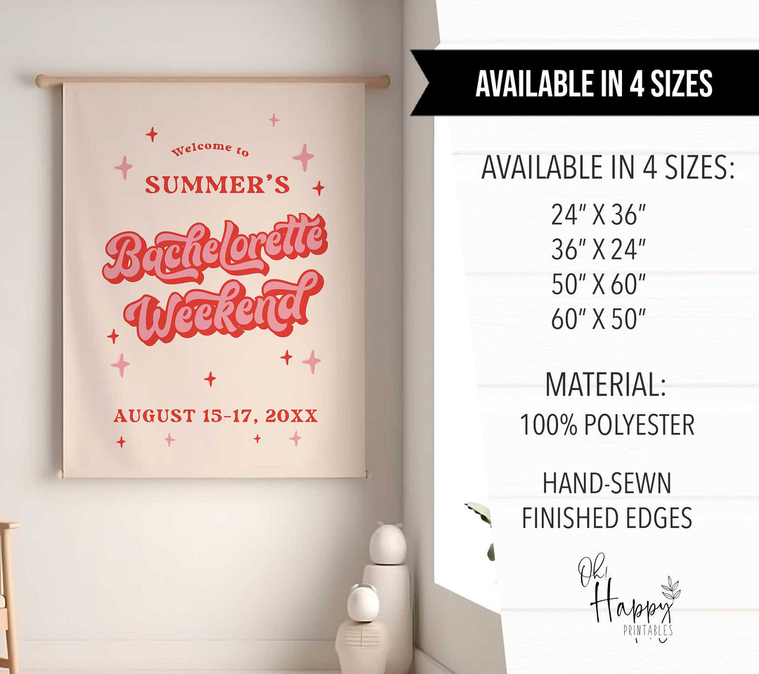 Retro Bachelorette Party Welcome Backdrop