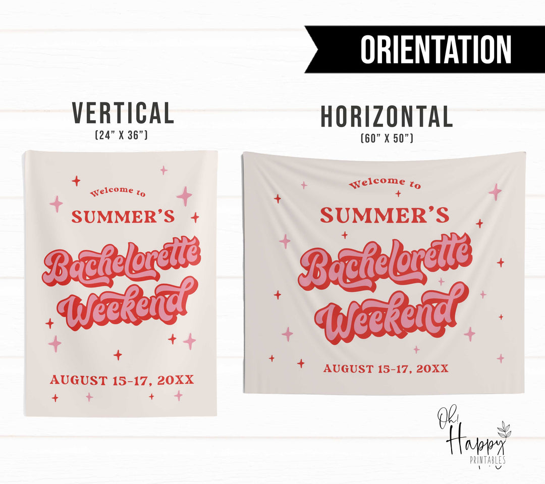 Retro Bachelorette Party Welcome Backdrop