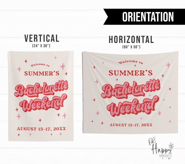 Retro Bachelorette Party Welcome Backdrop