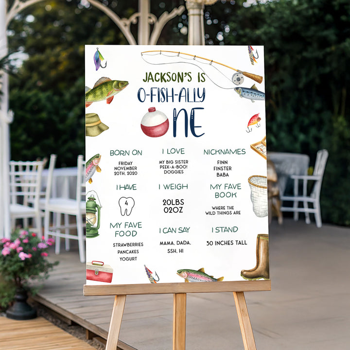 O-Fish-Ally One First Year Stats Watercolor Milestone