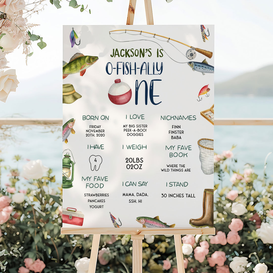 O-Fish-Ally One First Year Stats Watercolor Milestone