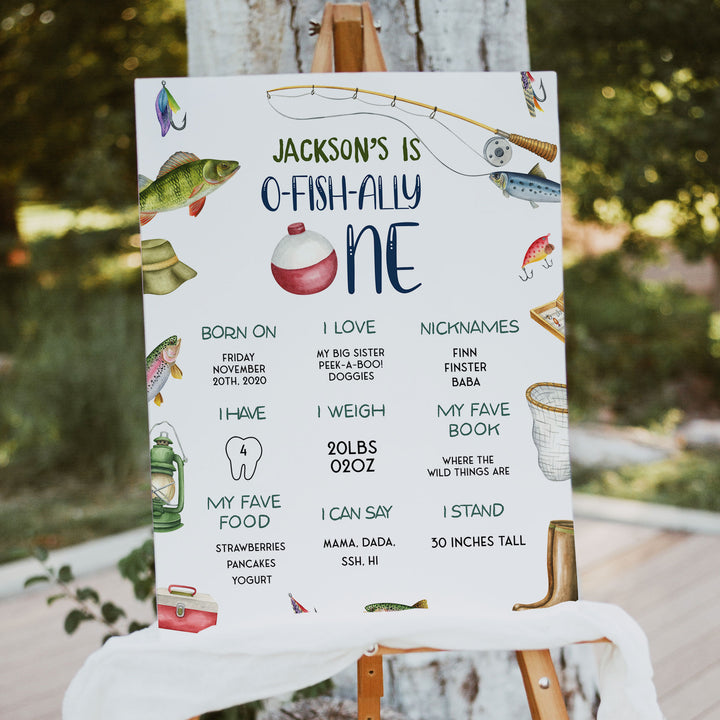 O-Fish-Ally One First Year Stats Watercolor Milestone