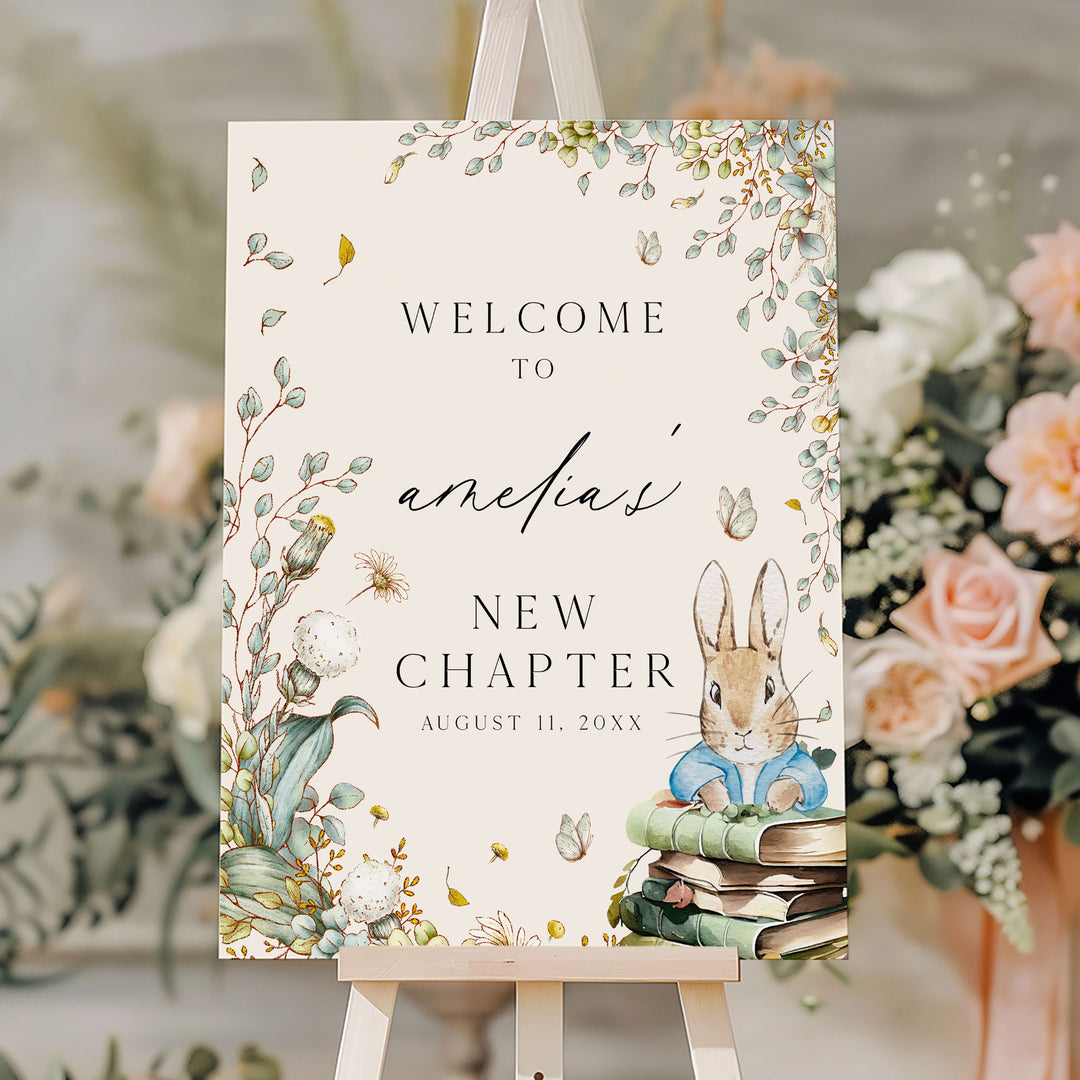 Welcome Comic Rabbit Peter Rabbit Book Welcome Sign Editable Template – OhHappyPrintables