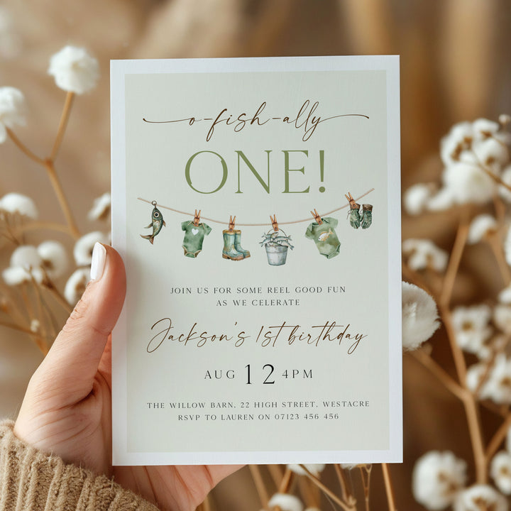 O-Fish-Ally One Birthday Editable Invitation
