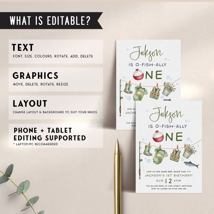 O-Fish-Ally One Editable Invitation