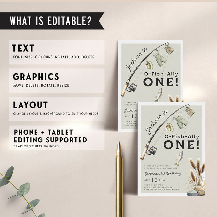 OFishAlly One Editable Invitation