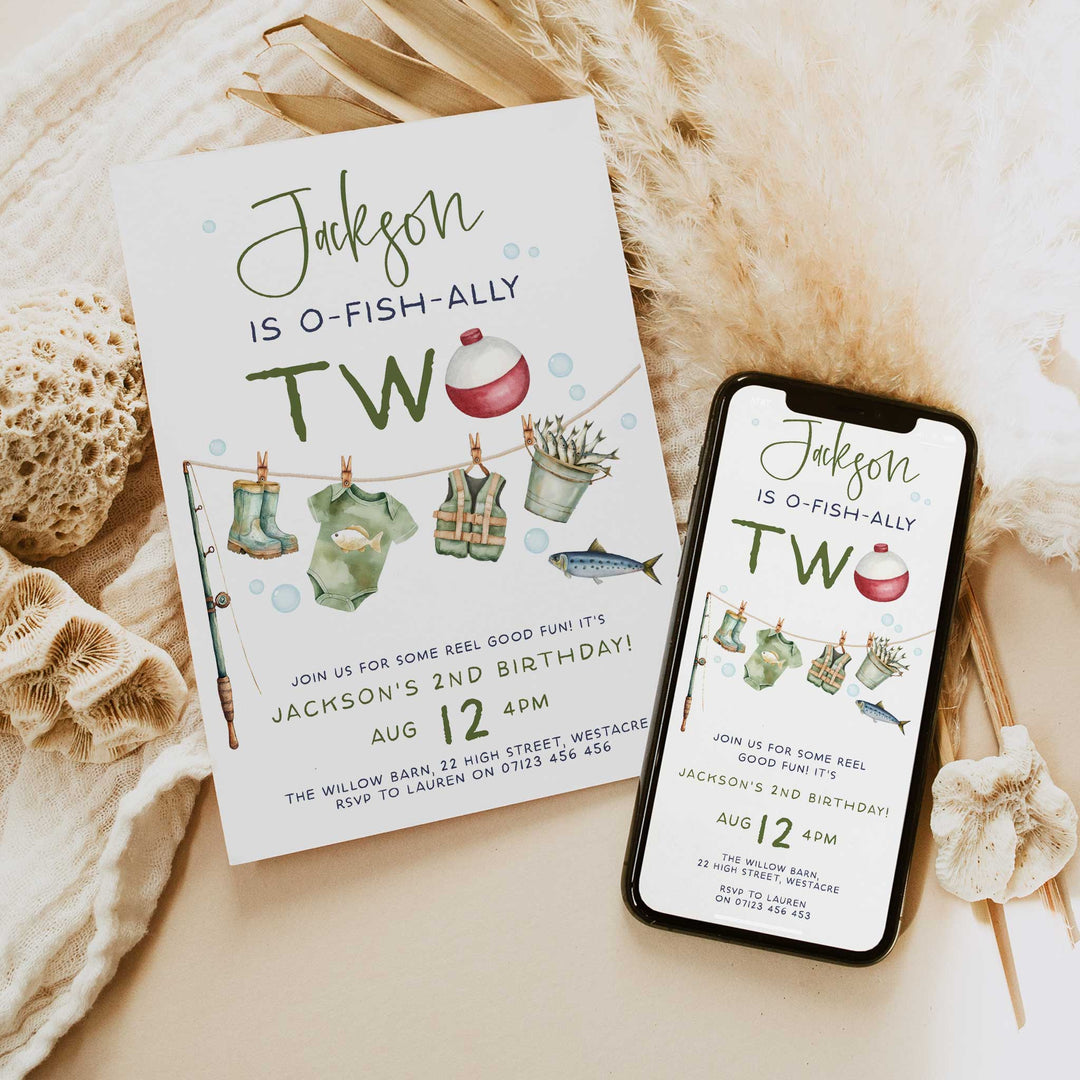 O-Fish-Ally Two Editable Invitation