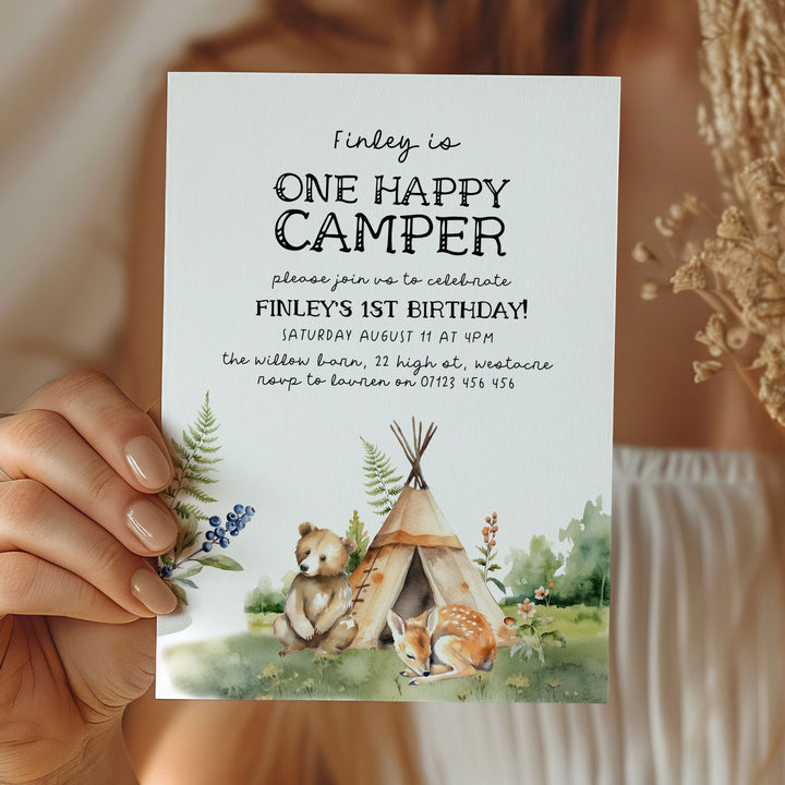 One Happy Camper Boho Invitation
