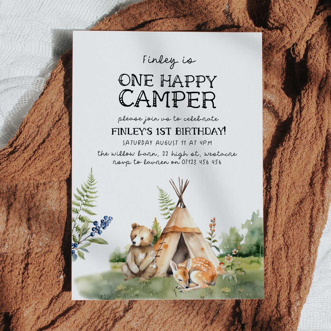 One Happy Camper Boho Invitation