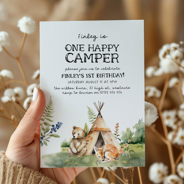One Happy Camper Boho Invitation