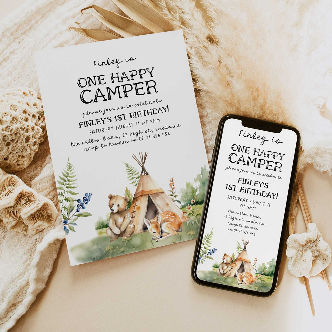 One Happy Camper Boho Invitation