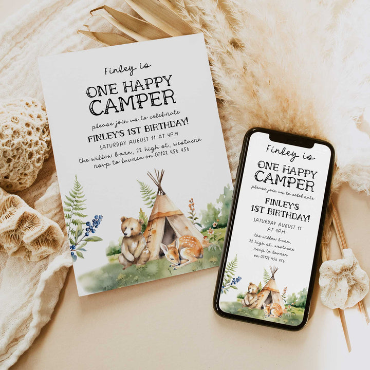 One Happy Camper Boho Invitation