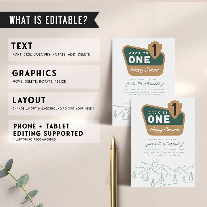 One Happy Camper Invitation