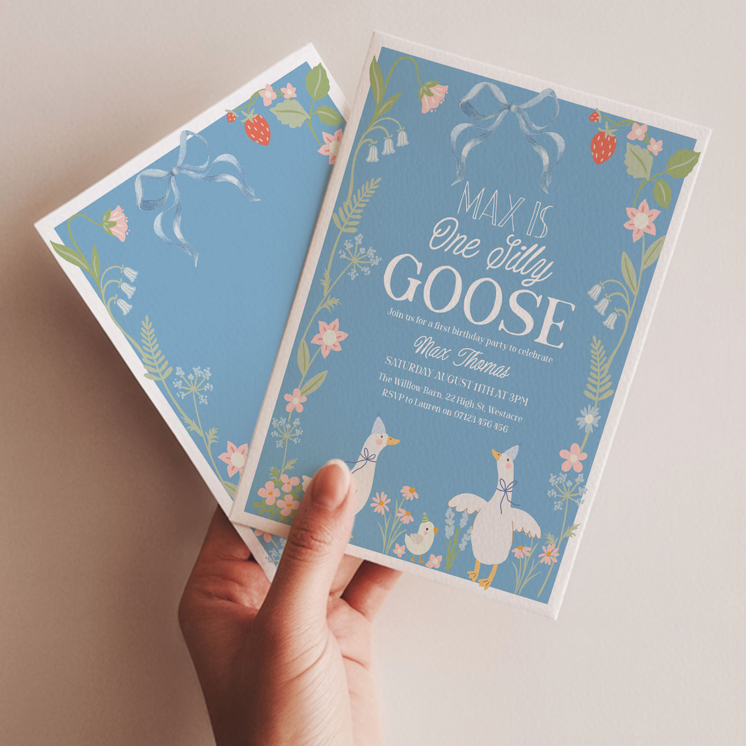 Blue One Silly Goose Invitation