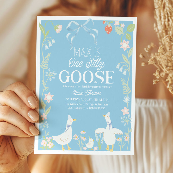 Blue One Silly Goose Invitation