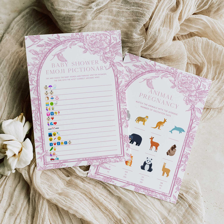 Chinoiserie Pink Baby Shower Games