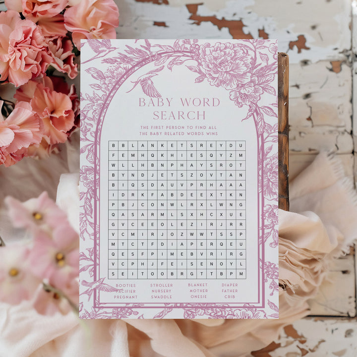 Chinoiserie Pink Baby Shower Games