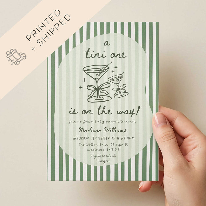 A Tini Baby Shower Printed Invitation printed and shipped baby shower invitation