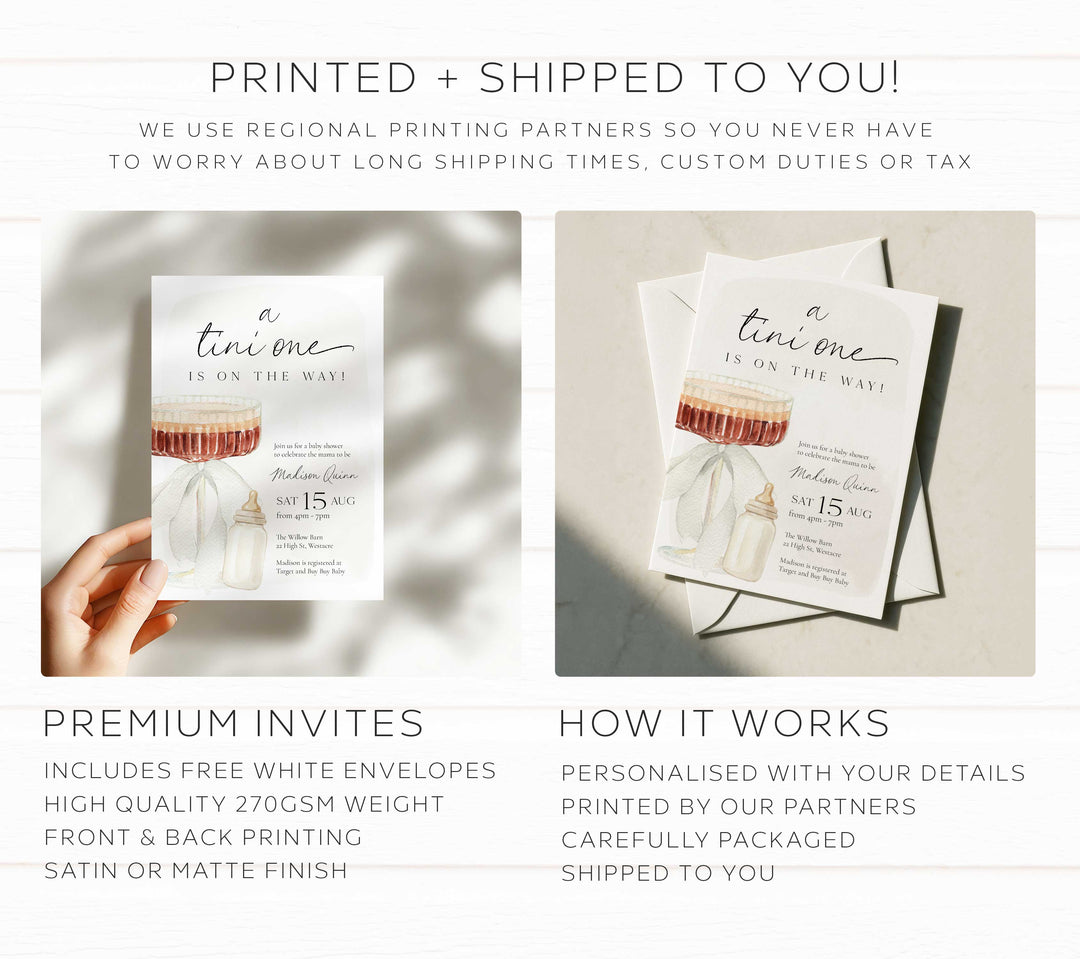A Tini Baby Shower Watercolor Printed Invitation
