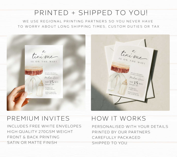 A Tini Baby Shower Watercolor Printed Invitation