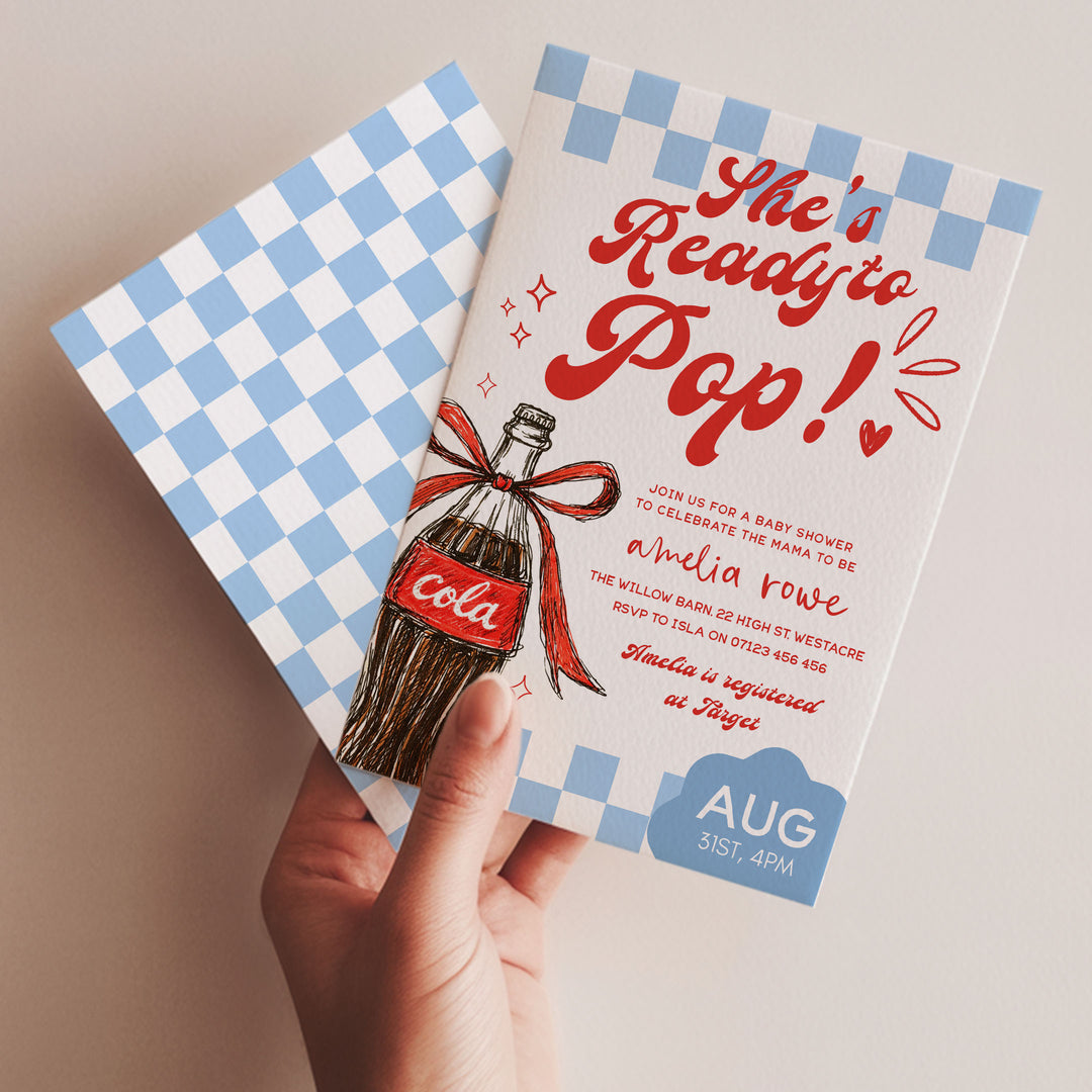 Blue Retro Ready To Pop Invitation