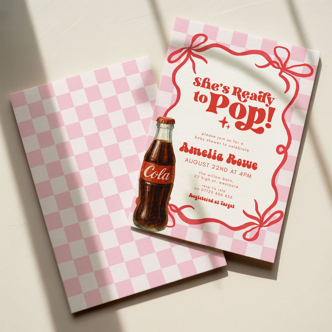 Pink Retro Soda Ready To Pop Invitation