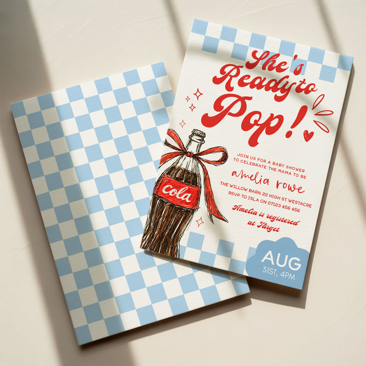 Blue Retro Ready To Pop Invitation