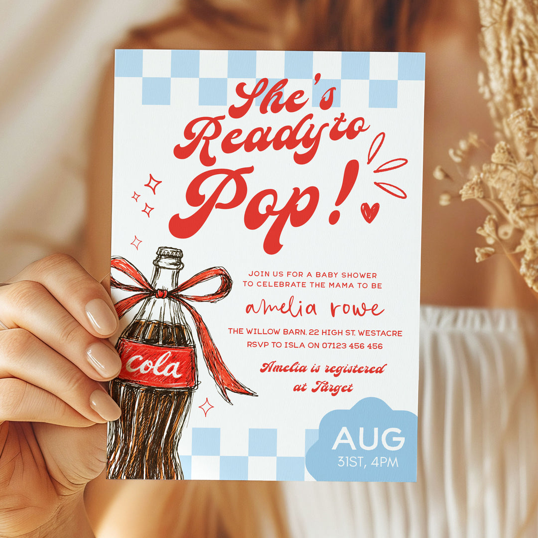 Blue Retro Ready To Pop Invitation
