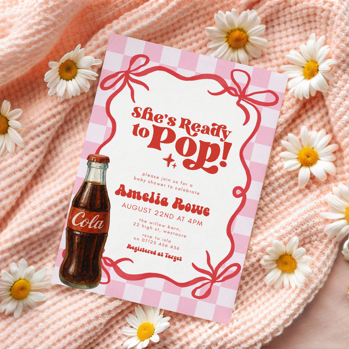 Pink Retro Soda Ready To Pop Invitation