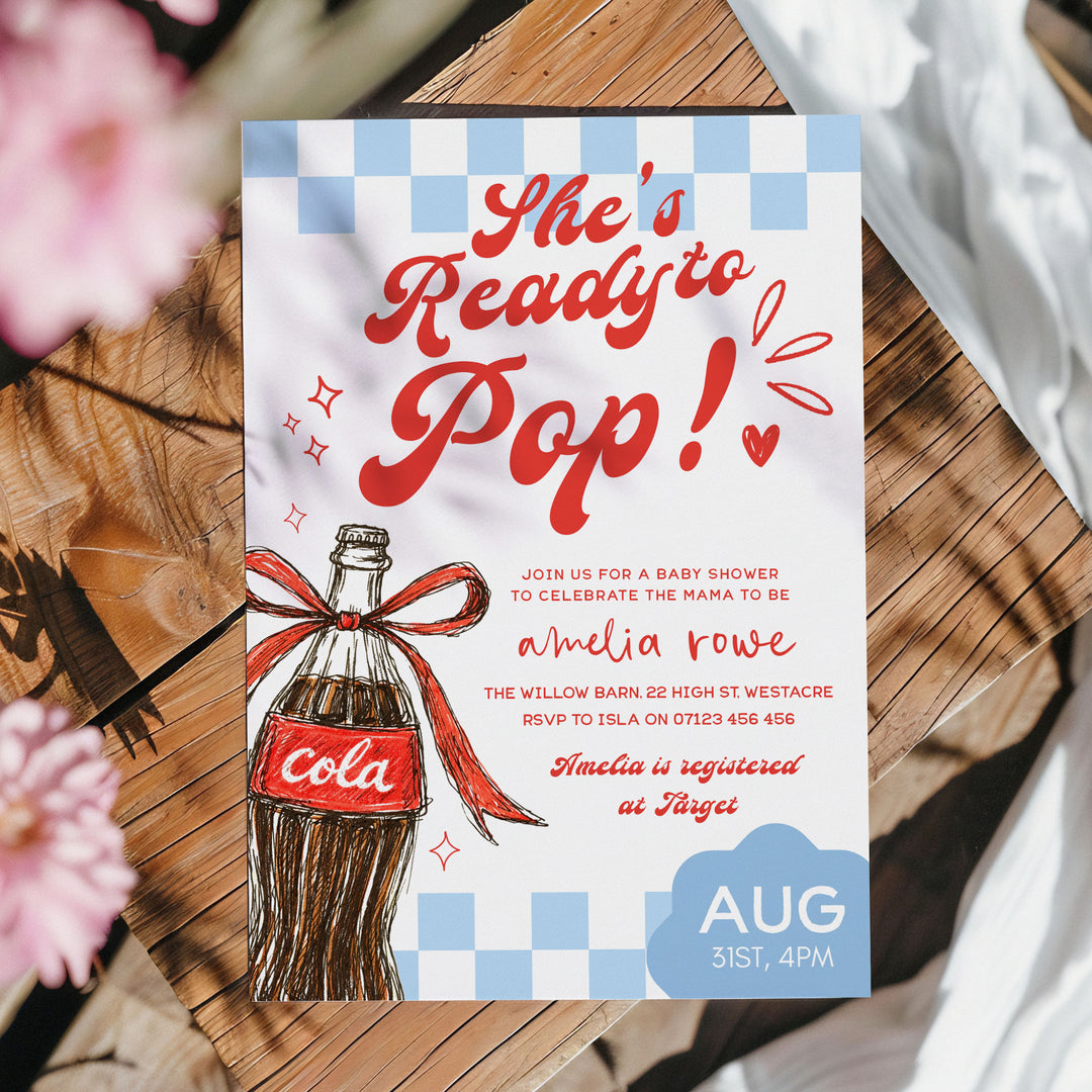 Blue Retro Ready To Pop Invitation