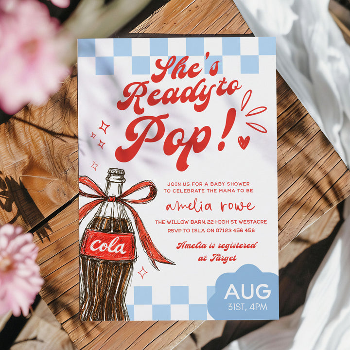 Blue Retro Ready To Pop Invitation