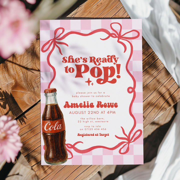 Pink Retro Soda Ready To Pop Invitation