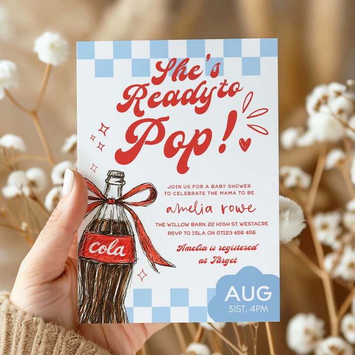 Blue Retro Ready To Pop Invitation