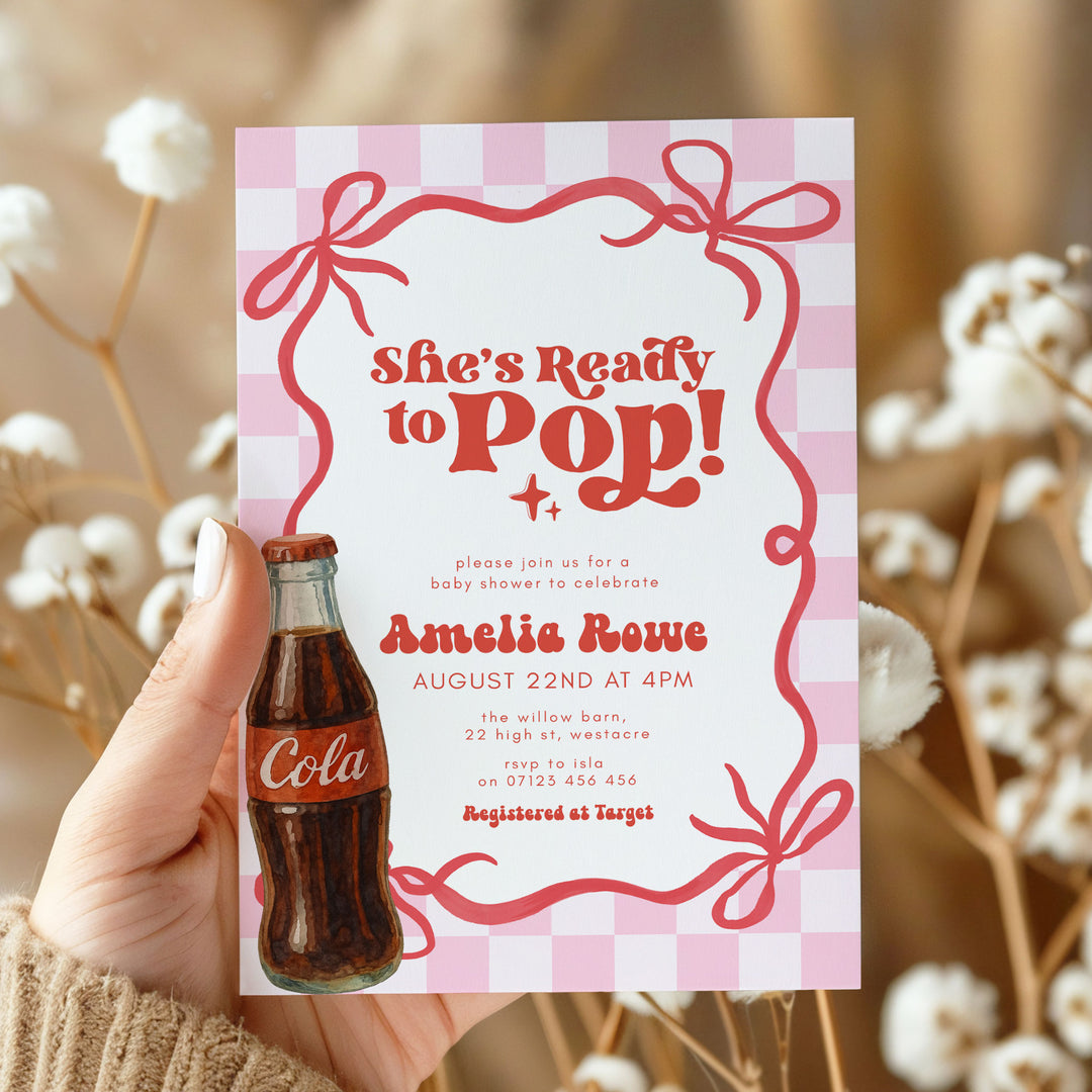 Pink Retro Soda Ready To Pop Invitation