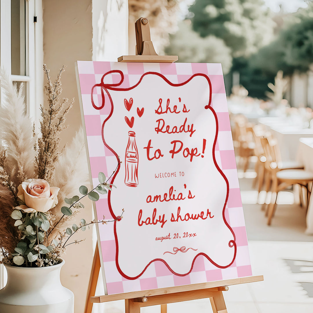 Pink Retro Ready To Pop Welcome Sign