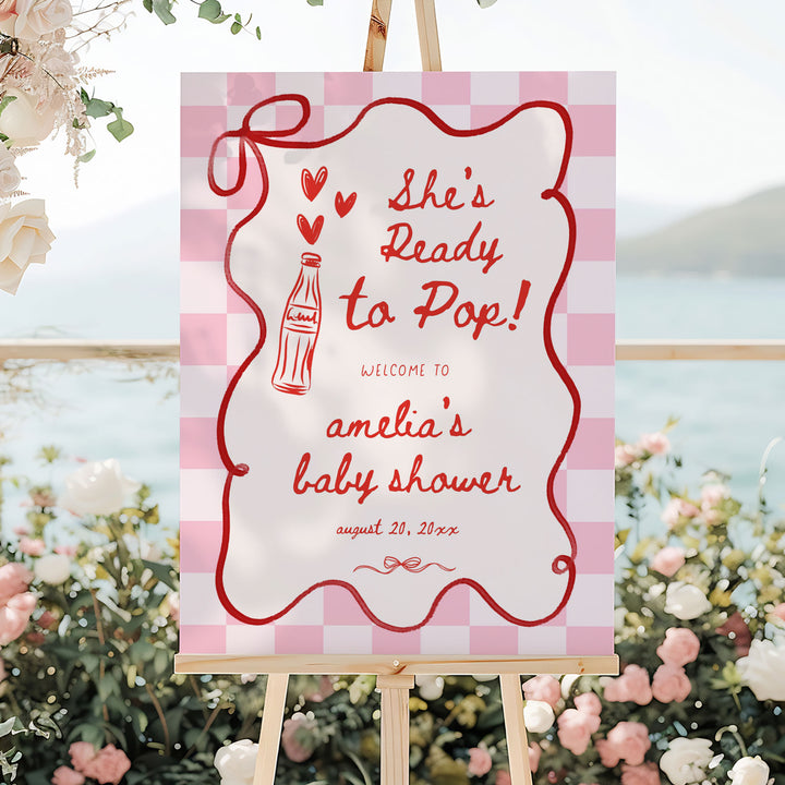 Pink Retro Ready To Pop Welcome Sign