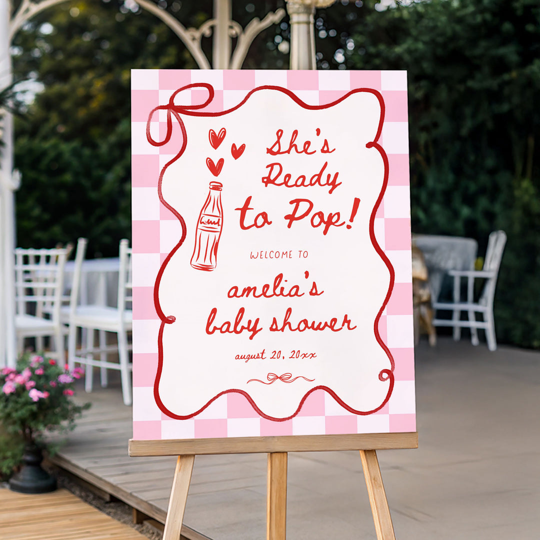 Pink Retro Ready To Pop Welcome Sign