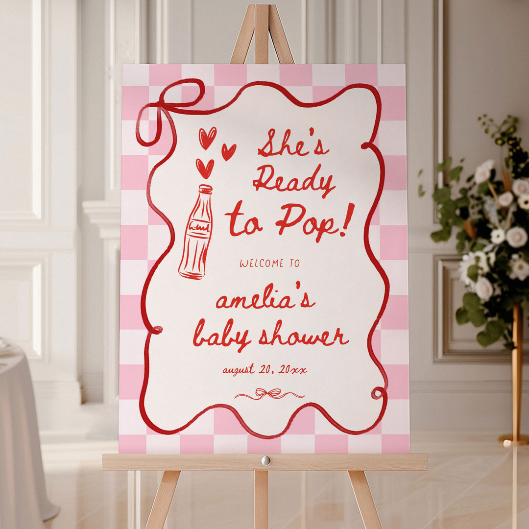 Pink Retro Ready To Pop Welcome Sign