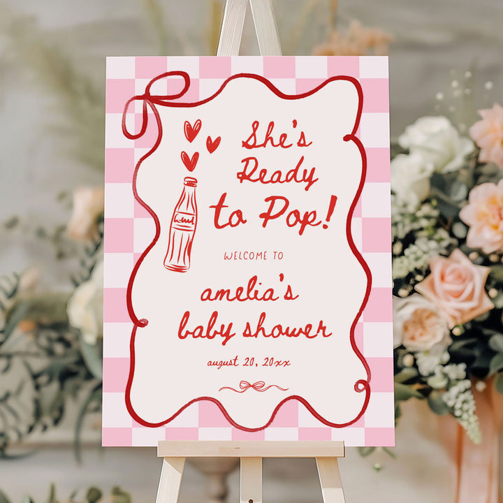 Pink Retro Ready To Pop Welcome Sign